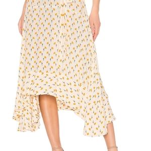 Faithful the Brand orange and green floral cottage core skirt w/tie waist - XS